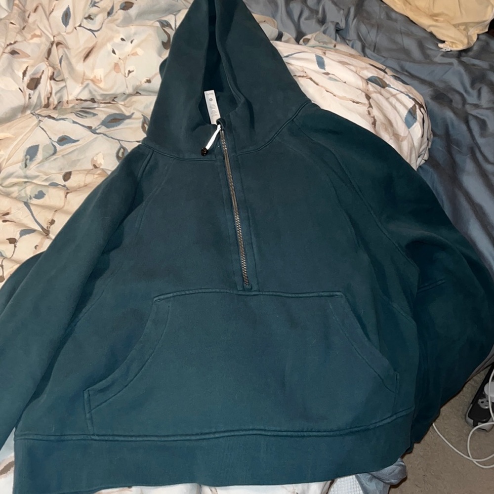 Scuba hoodie half zip with hood